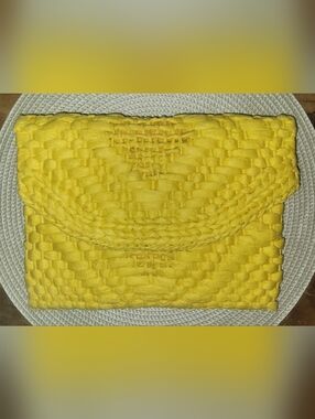Banana Republic Straw Yellow Evening Clutch - Bright Braided Wristlet